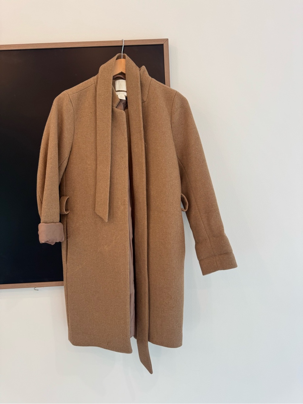 H&M Camel Brown Wool-Blend Long Coat